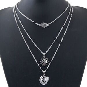 Buddhist Multi-Layered Silver Necklace